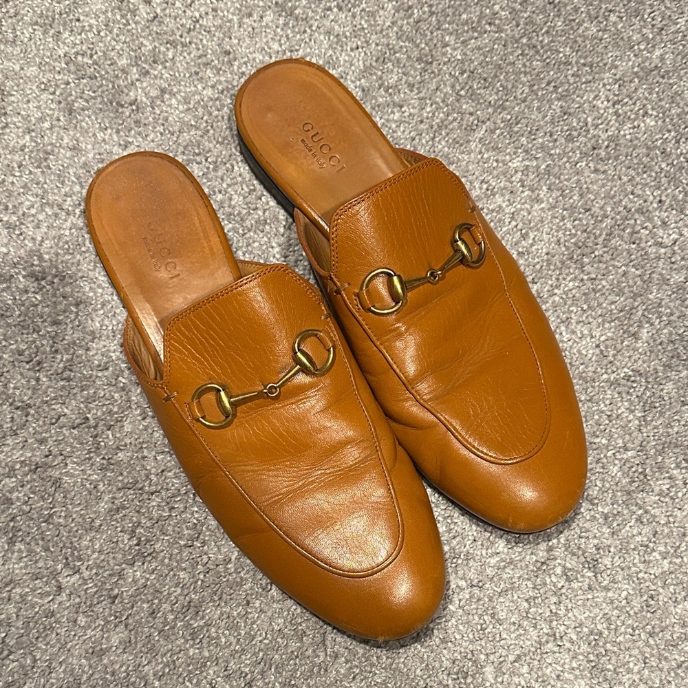 Gucci Princetown Cognac Leather Loafer Mules - Picture 9 of 9